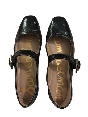 Sam Edelman Black Patent Mary Jane Loafers with Gold Buckle
